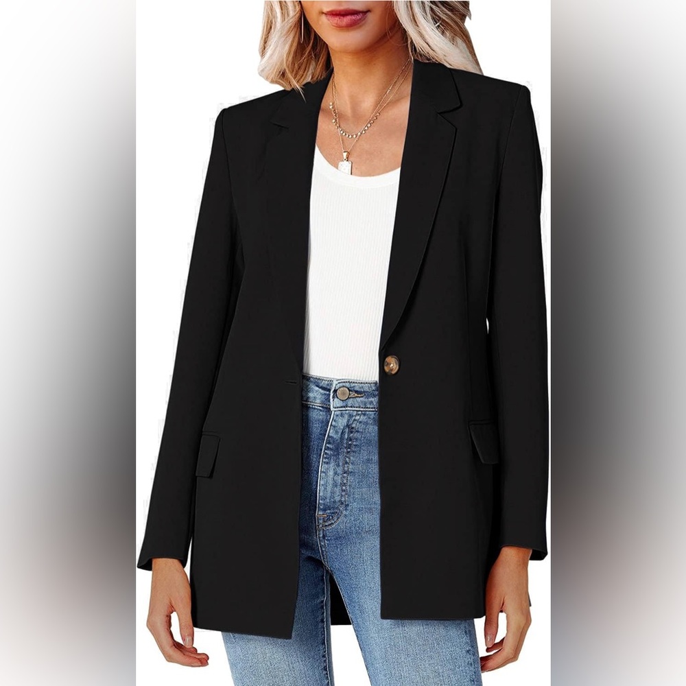 SMALL Womens Oversized Casual Blazers Open Front Long Sleeve Work Office Jacket - Picture 2 of 5